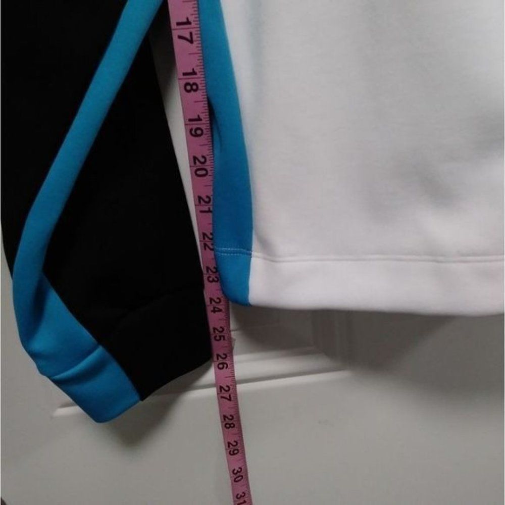 DKNY Black and White Women's Front Kangaroo Pocket Colorblock Sweatshirt Size L - Picture 4 of 10